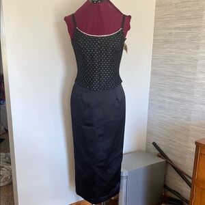 NWT Jessica McClintock Gunne Sax Black and Silver Corset Dress (Size 5)